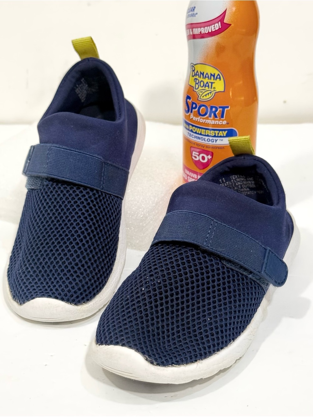 Cat & Jack Navy Mesh Slip-On Sneakers Water Shoes Size 11 Hook & Loop Closure